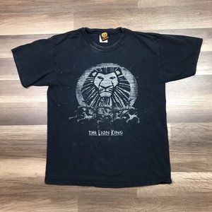 Vintage Disney The Lion King Shirt Adult Sz Medium Black Graphic Mufassa Cartoon